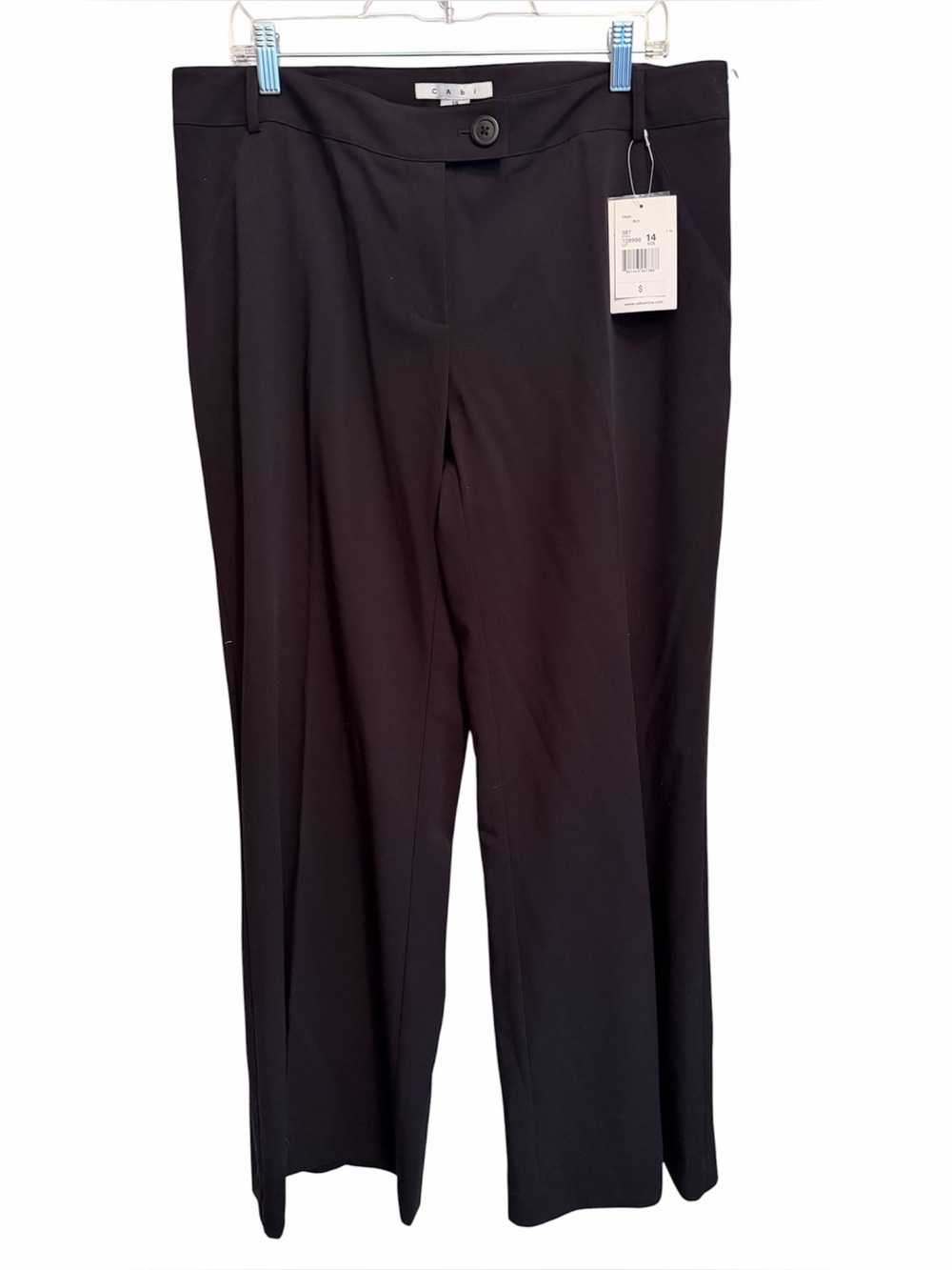 NWT CABi Black Wide Leg Pleated High Rise Trousers Dress Pants. Size 14